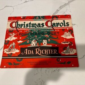 1939 Christmas Carols For Piano Duets Easy Arrangements Song Book Ada Richter